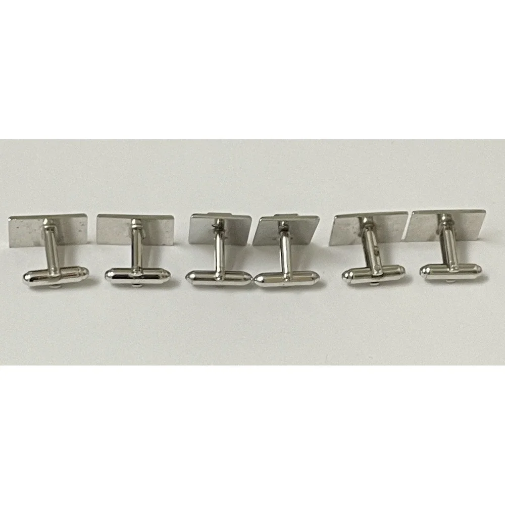 Cufflinks Lot Vintage Swank Silver Tone Initial T Plus Unsigned Geometric 3 Pair